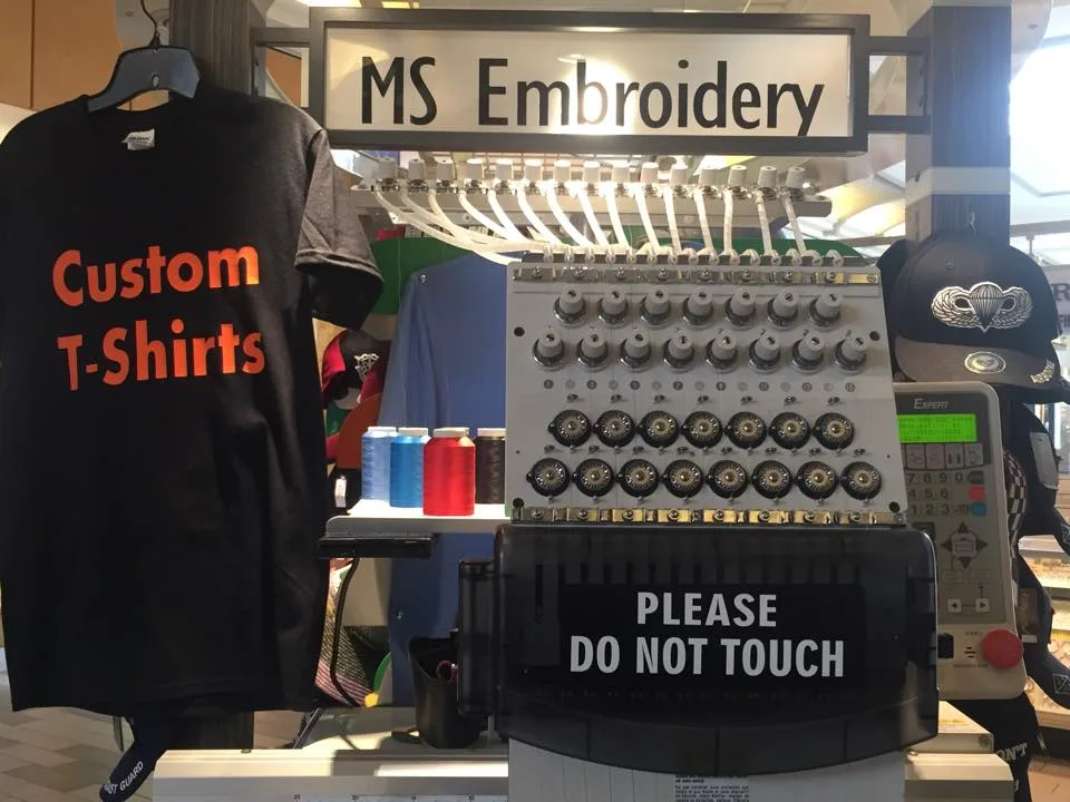 Multi-needle embroidery machine at the MSE kiosk