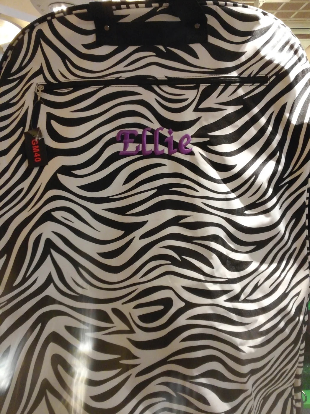 Embroidered zebra-print bag